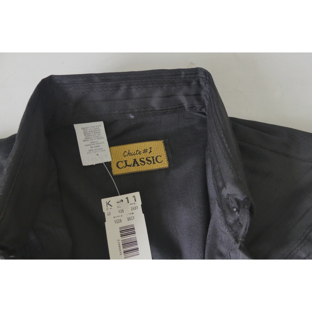 80s NOS Pearl Snap CHUTE #1 Western Shirt Men's 14.5 / 33 Black Sheer Cowboy‎ - Picture 5 of 6